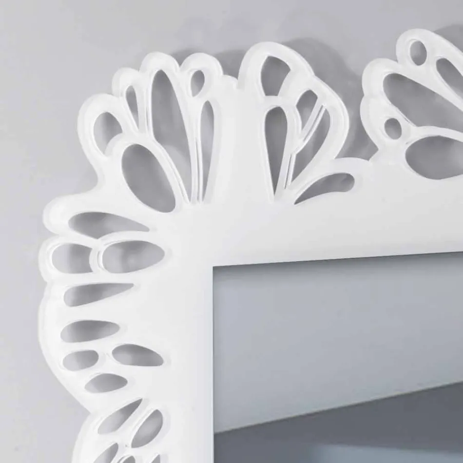Vit plexiglasväggspegel med dekorerad rektangulär ram - Alidifarf Viadurini