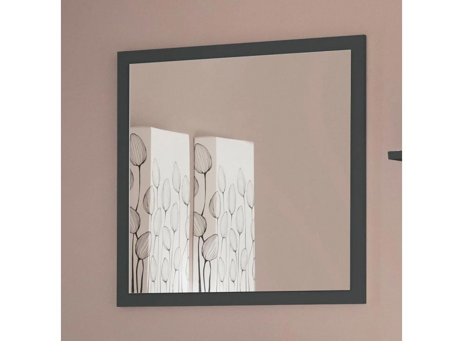 Fyrkantig väggspegel med vit eller antracitram - Emanuelito Viadurini