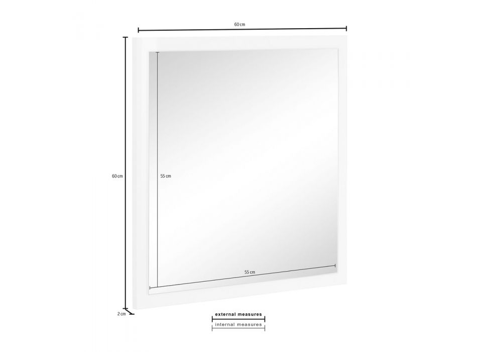 Fyrkantig väggspegel med vit eller antracitram - Emanuelito Viadurini