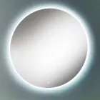 Rund väggspegel med sandblästrad kant och LED-bakgrundsbelysning - Knapp Viadurini
