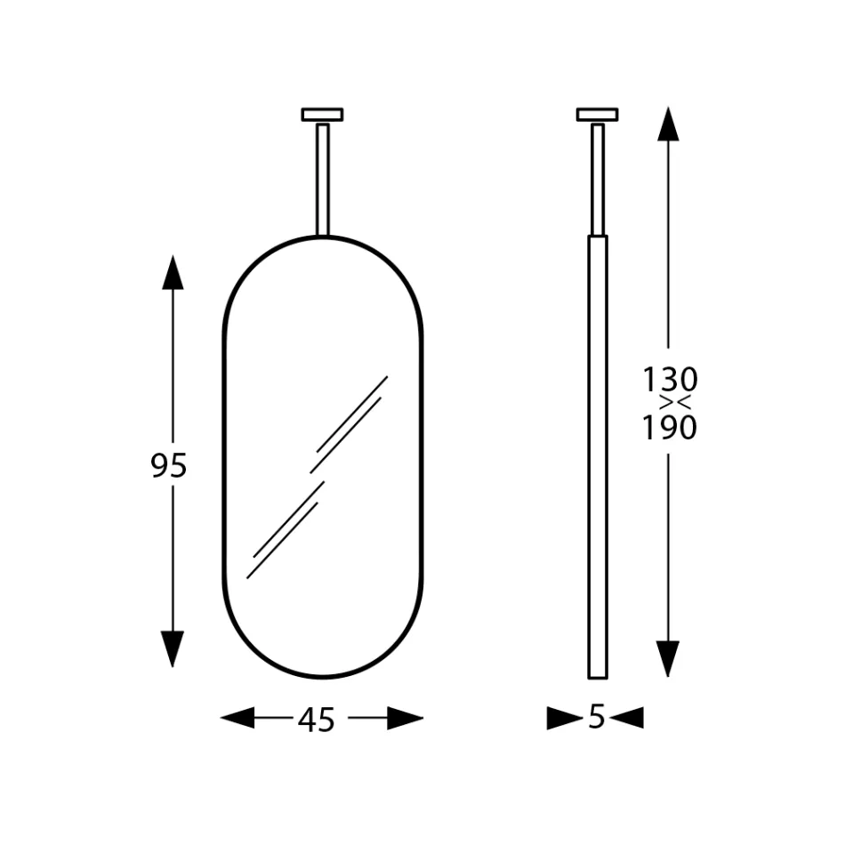 Hängande metallspegel med valfritt ljus Tillverkad i Italien - Amadeus Viadurini