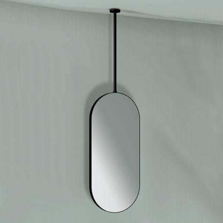 Hängande metallspegel med valfritt ljus Tillverkad i Italien - Amadeus Viadurini