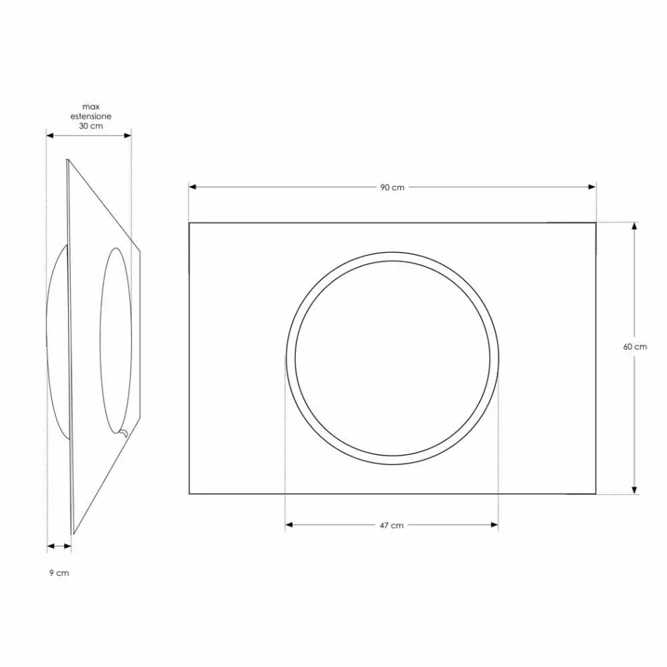 Väggbadrumsspegel med LED-belysning - Dotta Viadurini