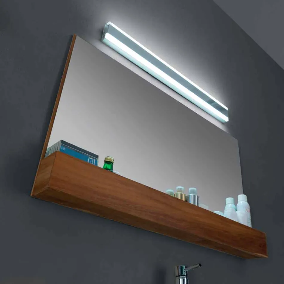 Väggbadspegel i naturligt teak med förvaringsutrymme - Palima Viadurini