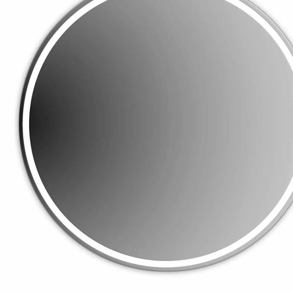 Rund bakgrundsbelyst badrumsspegel med sandblästring Tillverkad i Italien - Ranio Viadurini