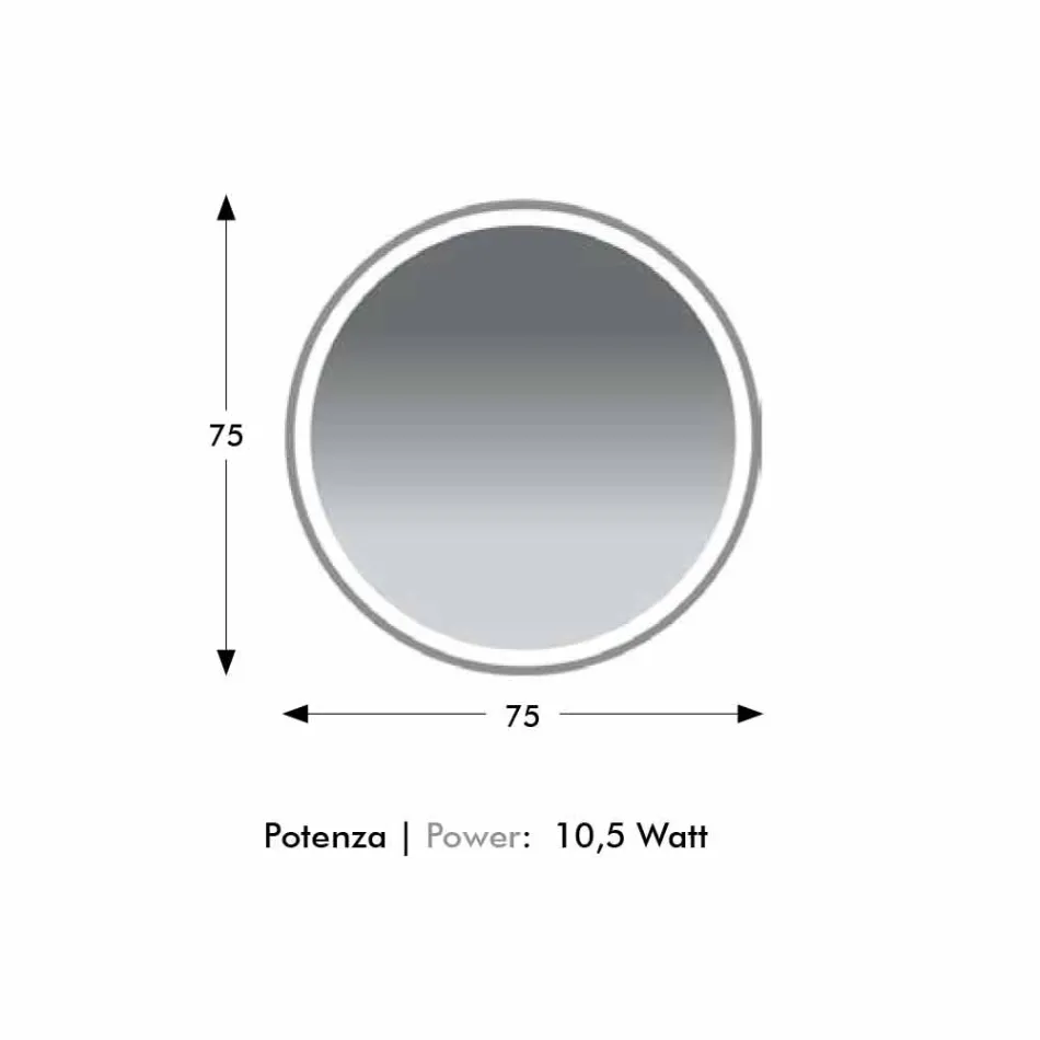 Rund bakgrundsbelyst badrumsspegel med sandblästring Tillverkad i Italien - Ranio Viadurini