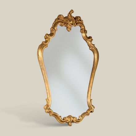 Formad barockspegel med ram av bladguld Tillverkad i Italien - dyrbar Viadurini