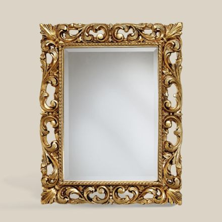 Klassisk rektangulär spegelram av bladguld tillverkad i Italien - dyrbar Viadurini