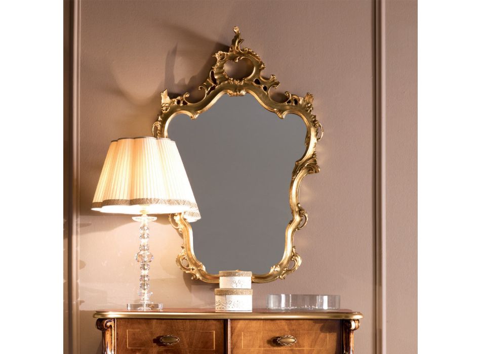 Klassisk formad spegel med bladguldsram Tillverkad i Italien - dyrbar Viadurini