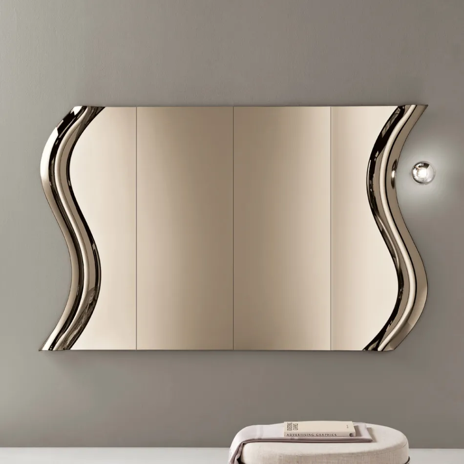 Sorya bronsfärgad spegel i smält glas med central insats Tillverkad i Italien Viadurini