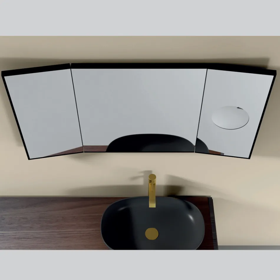 Spegel med 2 rörliga sidor och förstoringsspegel Tillverkad i Italien - Nelson Viadurini