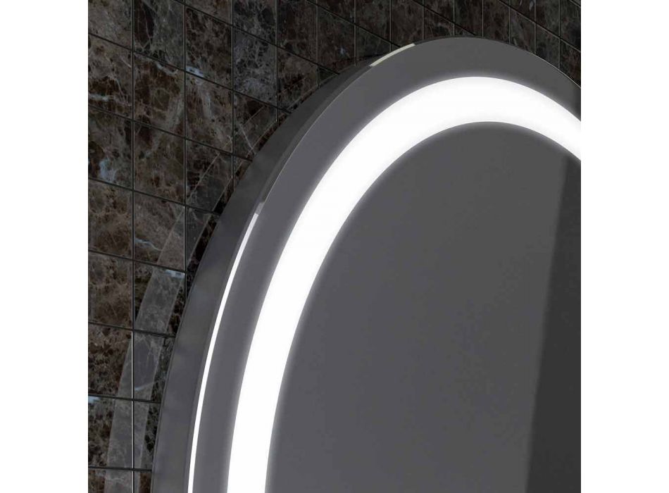Spegel med kanter av rostfritt stål, modern design LED-lampor Charly Viadurini