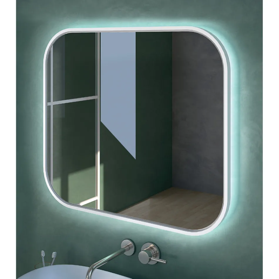 Spegel med träkant och bakgrundsbelysning Made in Italy - Vincent Viadurini