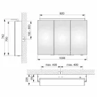 Modern 3-dörrars väggskåpsspegel med invändiga hyllor - Bramo Viadurini