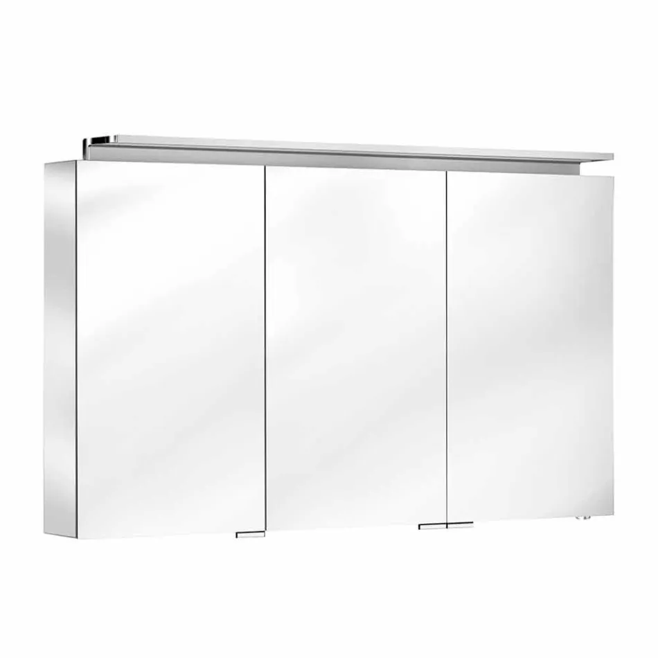 Modern 3-dörrars väggskåpsspegel med invändiga hyllor - Bramo Viadurini