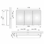 Modern 3-dörrars väggskåpsspegel med invändiga hyllor - Bramo Viadurini