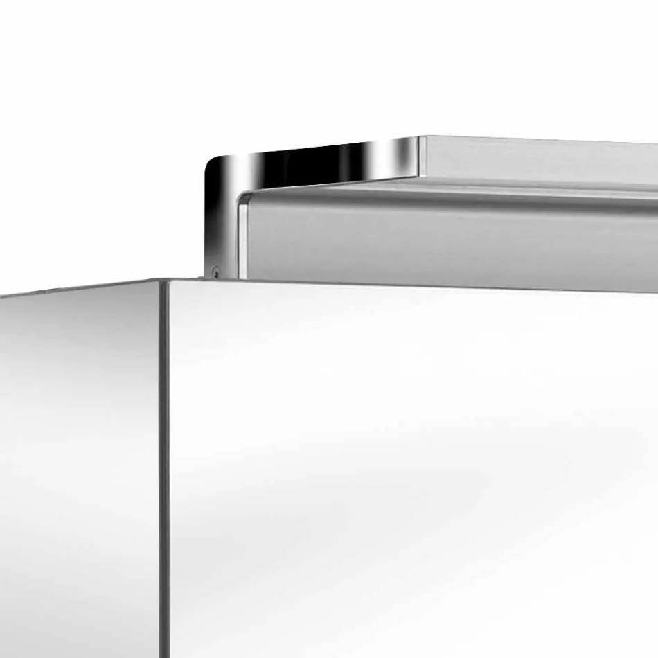 Modern 3-dörrars väggskåpsspegel med invändiga hyllor - Bramo Viadurini