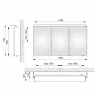 Modern 3-dörrars väggskåpsspegel med invändiga hyllor - Bramo Viadurini