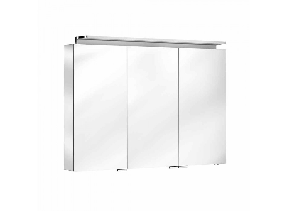 Modern 3-dörrars väggskåpsspegel med invändiga hyllor - Bramo Viadurini