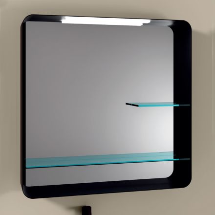 Spegel med metallram och 2 glashyllor tillverkade i Italien - William Viadurini