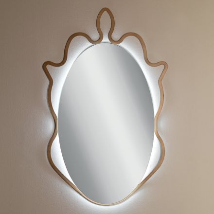 Spegel med metallram och integrerade lysdioder Tillverkad i Italien - Leonardo Viadurini