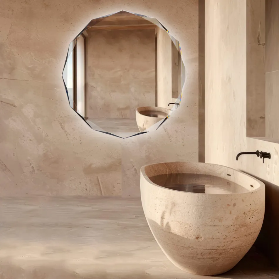 Diamantetsad spegel med fasad kant - Excelsior Viadurini