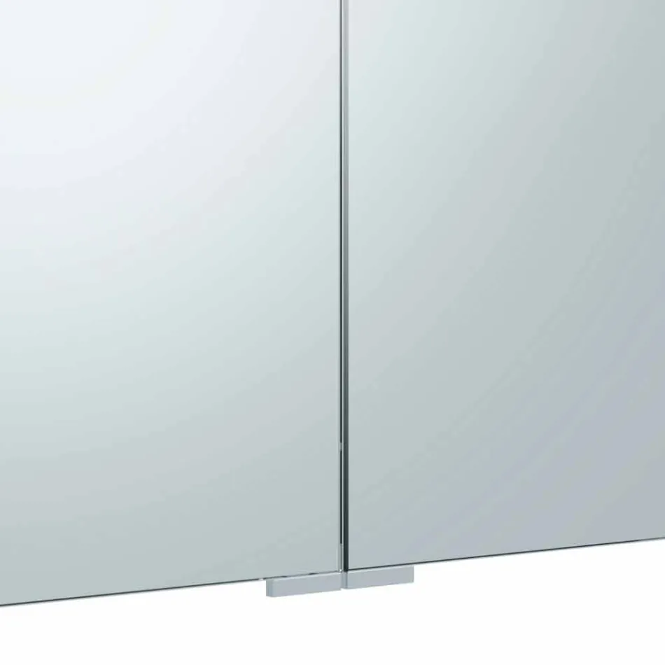 Behållarspegel med 3 dörrar med 9 invändiga hyllor och LED-belysning - Spärr Viadurini