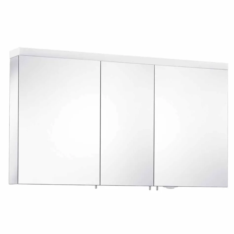 Förvaringsspegel med 3 dörrar i silvermålad aluminium - Alfio Viadurini