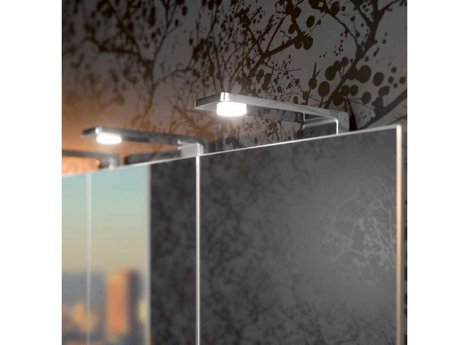 Spegelbehållare med 4 kristalldörrar med 12 hyllor och 4 LED-lampor - Maxi Viadurini