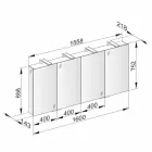 Spegelbehållare med 4 kristalldörrar med 12 hyllor och 4 LED-lampor - Maxi Viadurini