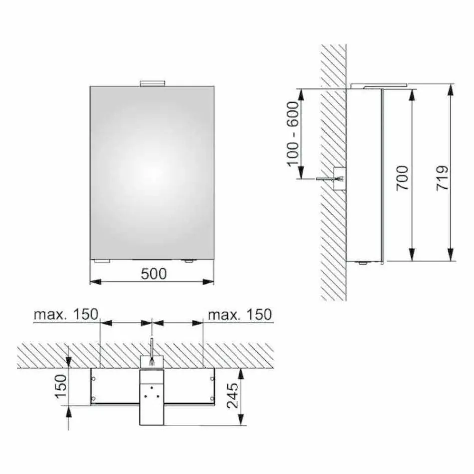 Väggförvaringsspegel med gångjärnsdörr och LED-belysning - Spärr Viadurini