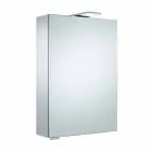 Väggförvaringsspegel med gångjärnsdörr och LED-belysning - Spärr Viadurini