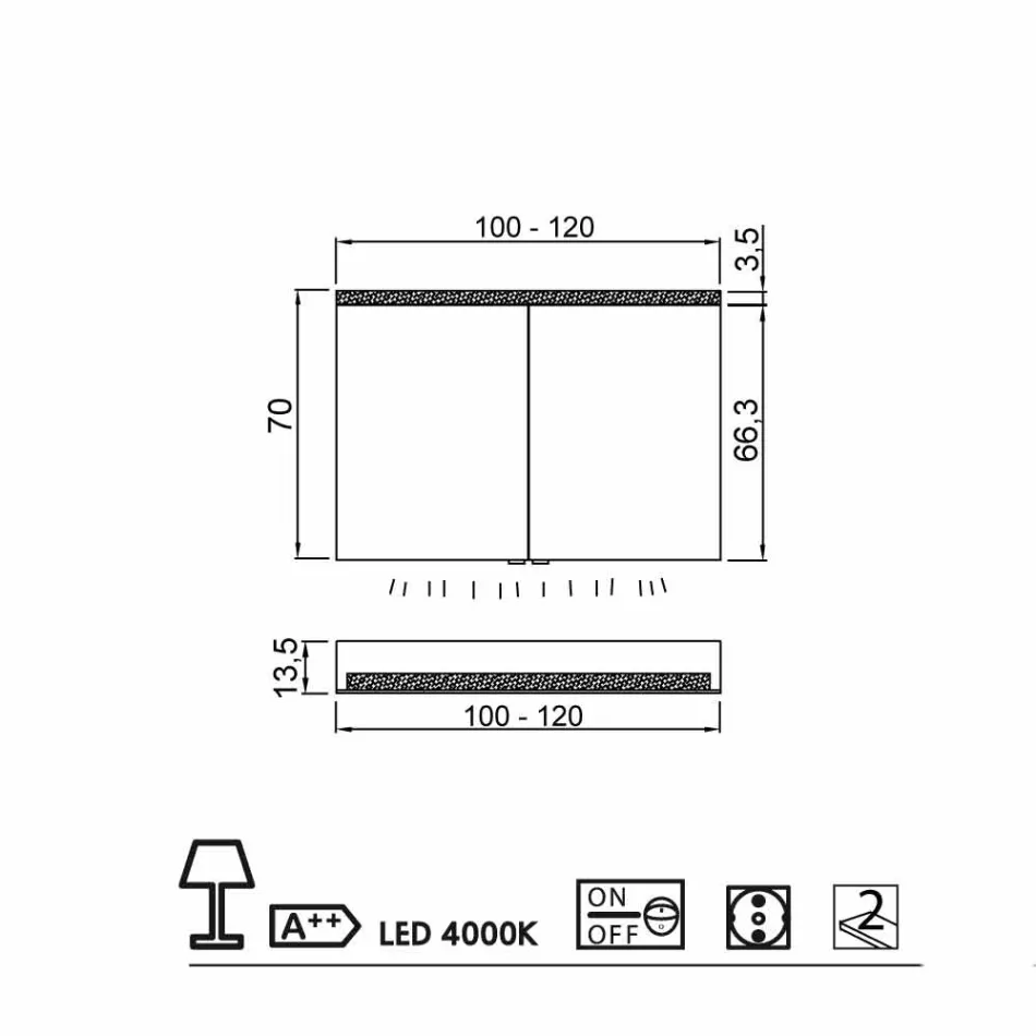 Spegelskåp med LED bad med 2 dörrar, modern design, Carol Viadurini
