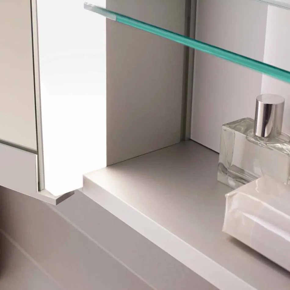 Väggspegel i aluminium med LED-belysning - Demon Viadurini