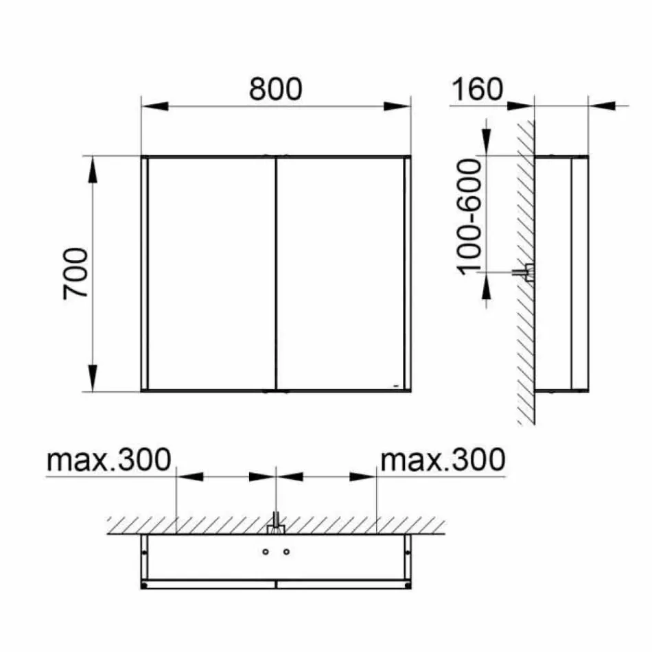 Väggspegel i aluminium med LED-belysning - Demon Viadurini