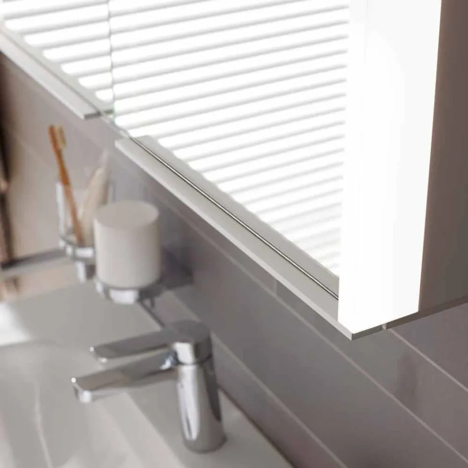 Väggspegel i aluminium med LED-belysning - Demon Viadurini