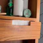 Väggförvaringsspegel i teak med hyllor och inre lådor - Ralio Viadurini