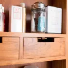 Väggförvaringsspegel i teak med hyllor och inre lådor - Ralio Viadurini