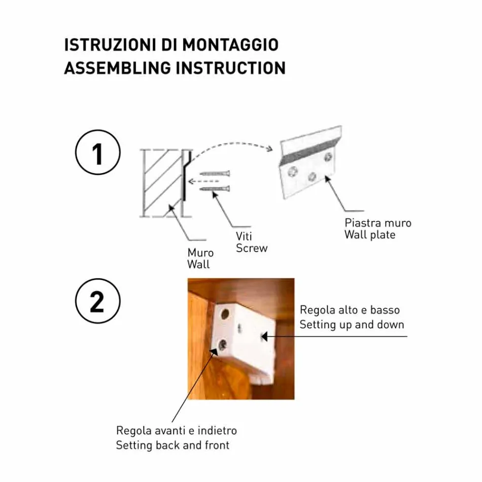 Väggförvaringsspegel i teak med hyllor och inre lådor - Ralio Viadurini