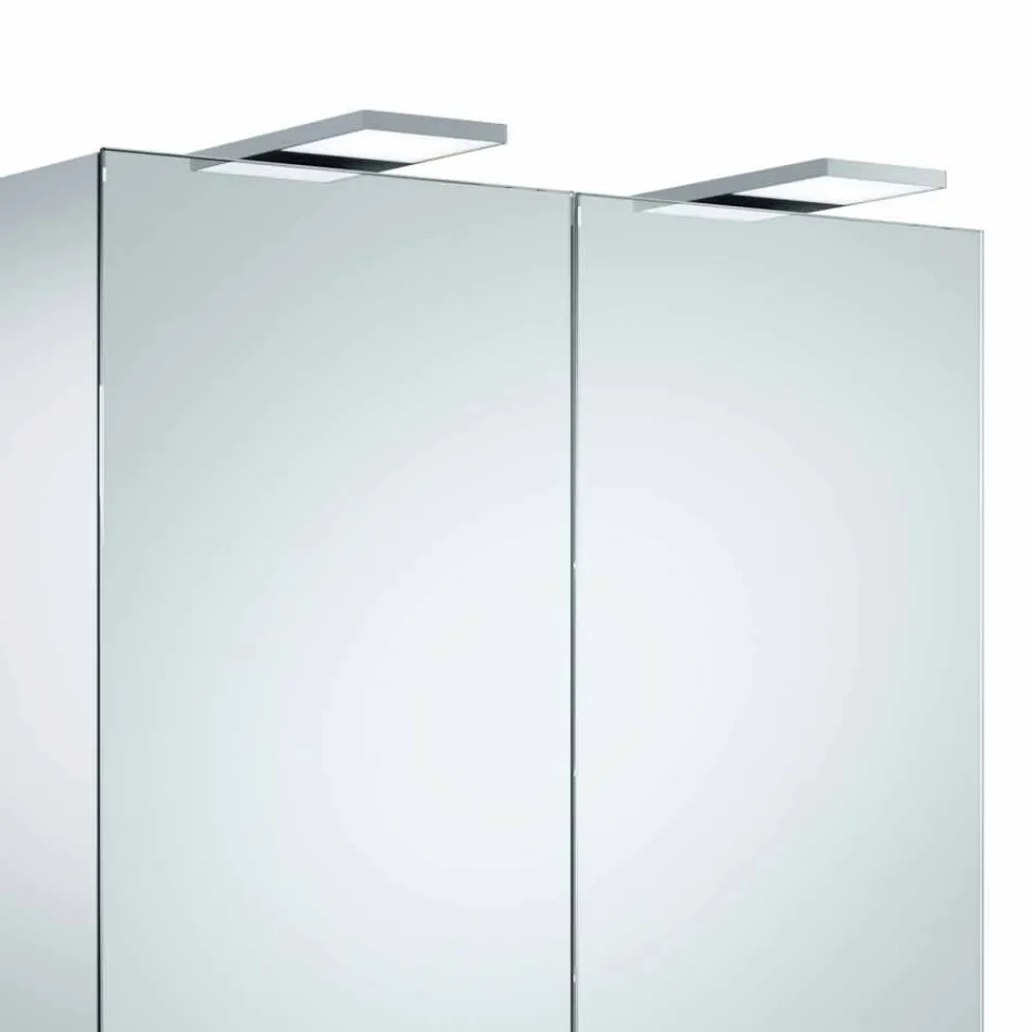 Modern väggförvaringsspegel med 2 dörrar och LED-belysning - Ratchet Viadurini