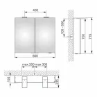 Modern väggförvaringsspegel med 2 dörrar och LED-belysning - Ratchet Viadurini