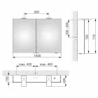 Modern väggförvaringsspegel med 2 dörrar och LED-belysning - Ratchet Viadurini