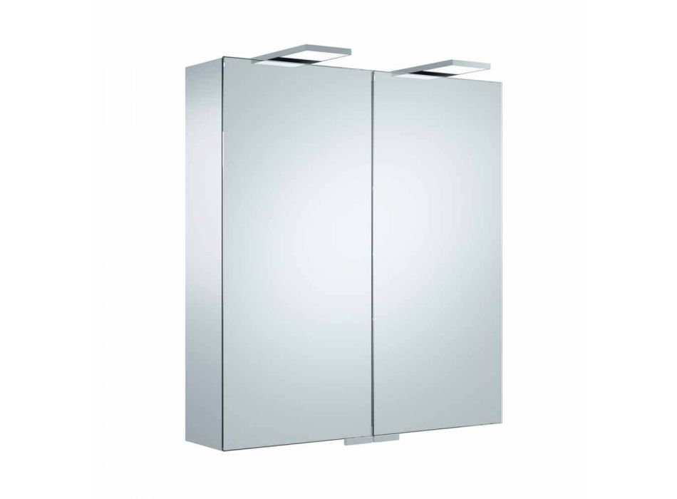 Modern väggförvaringsspegel med 2 dörrar och LED-belysning - Ratchet Viadurini