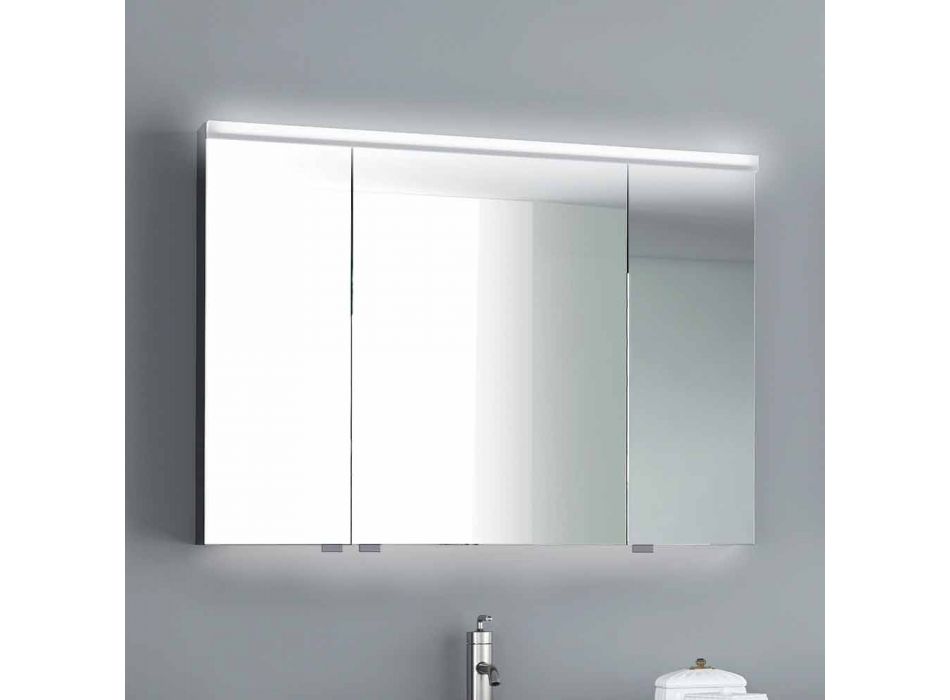 Spegelskåp LED-belysning med 3 dörrar, modern design, Carol Viadurini