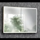 Träspegelbehållare med dubbelspegel och lampor Made in Italy - Darwin Viadurini