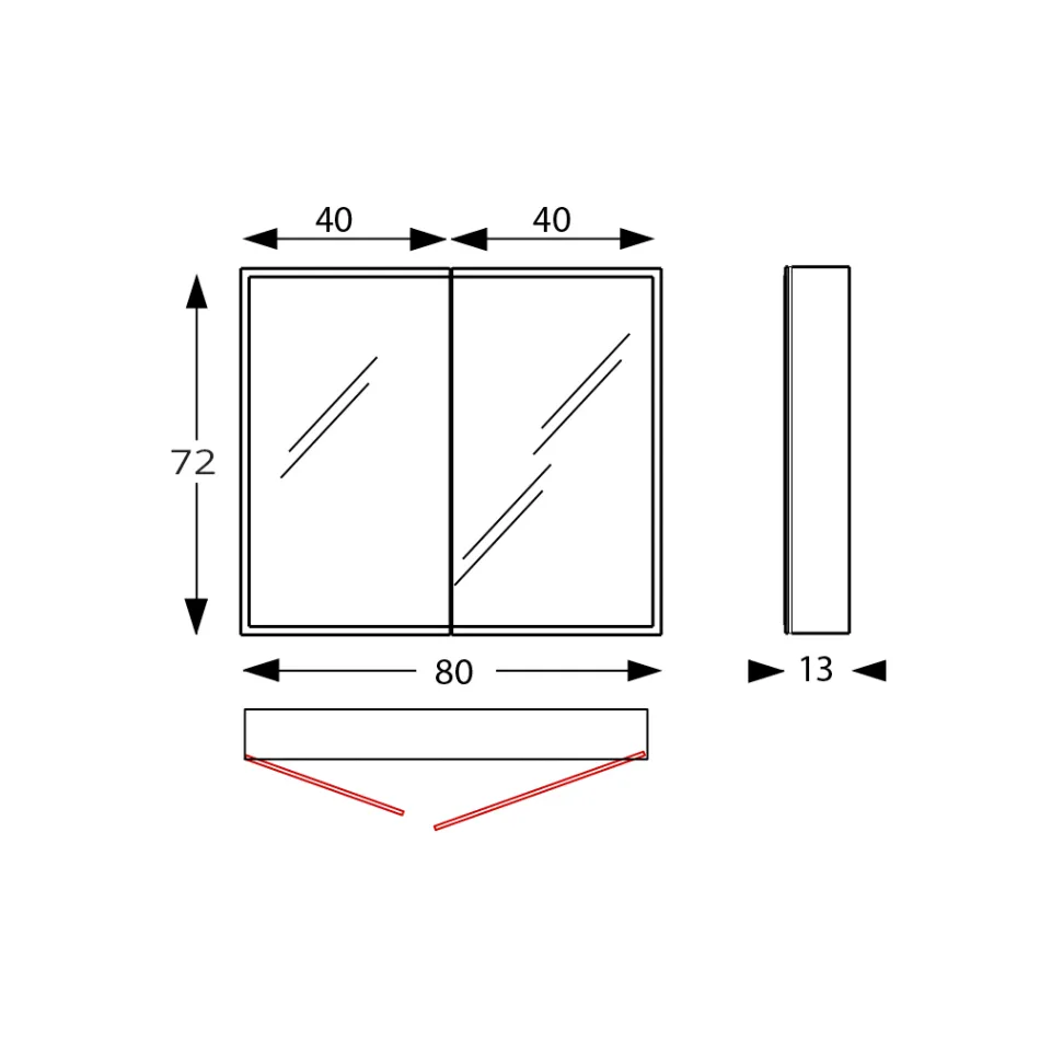 Träspegelbehållare med dubbelspegel och lampor Made in Italy - Darwin Viadurini