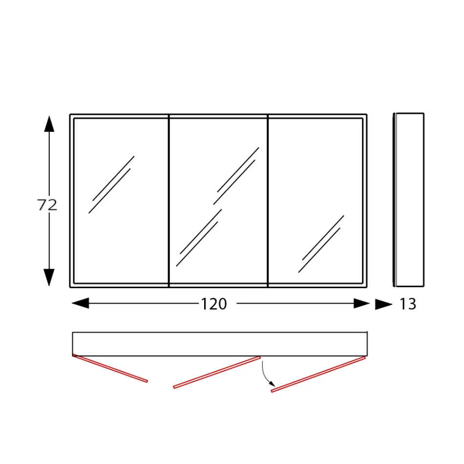 Träspegelbehållare med dubbelspegel och lampor Made in Italy - Darwin Viadurini