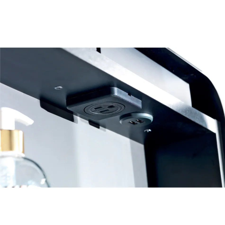 Metall spegelbehållare med dubbel spegeldörr och lampor Made in Italy - Jane Viadurini