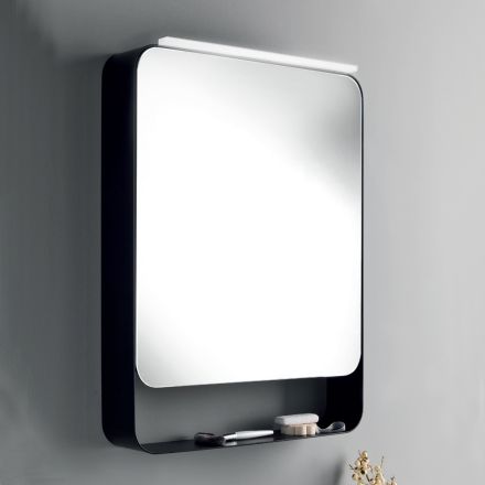 Metall spegelbehållare med dubbel spegeldörr och lampor Made in Italy - Jane Viadurini