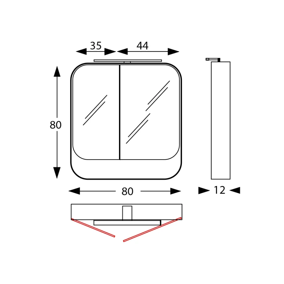 Metallspegelbehållare med dubbla spegeldörrar och lampor Tillverkad i Italien - Galileo Viadurini